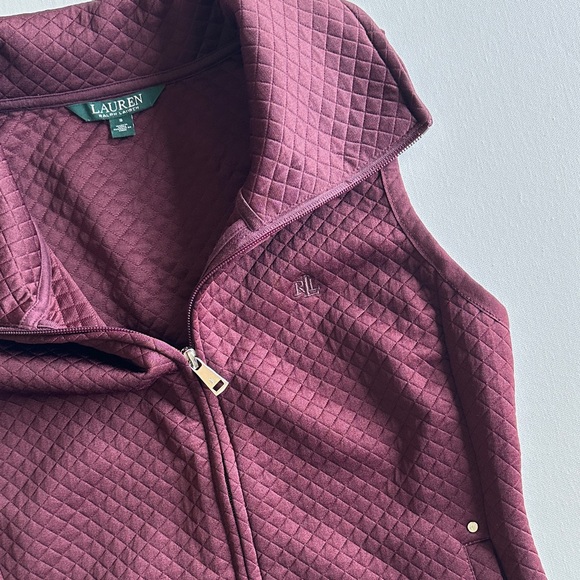 Lauren Ralph Lauren Women’s Vest – Size Small – Burgundy Quilted Zip Front - Picture 2 of 8
